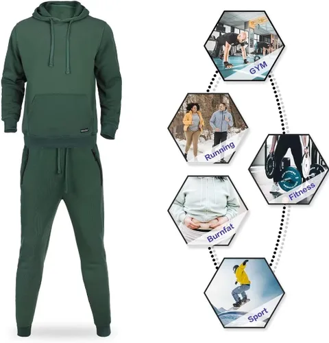 Vista 5 de AKsit Conjunto deportivo de 2 piezas con capucha para hombre, conjunto deportivo de moda