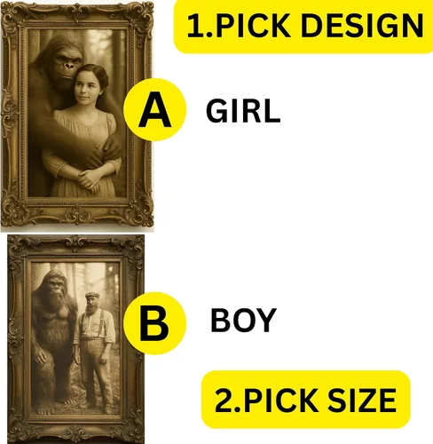 Vista 2 de Divertido regalo de arte de pared de pie grande para marido, esposa o familia, póster personalizado de Bigfoot, regalo divertido personalizado