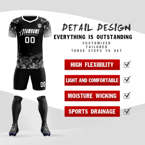 Vista 3 de Camiseta de fútbol personalizada, uniforme, unisex, juvenil, equipo deportivo con pantalones cortos, número de nombre impreso