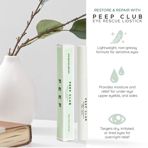 Vista 2 de Peep Club LidStick antienvejecimiento – Bálsamo ocular nocturno formulado por optometristas para líneas finas, hidratante, calmante, perfecto
