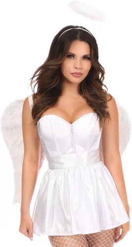 Vista 3 de Daisy corsets Disfraz de corsé de ángel sexy para mujer, 4 piezas