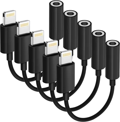 Vista 9 de Paquete de 1 adaptador Lightning a conector de auriculares de 0.138 in con certificación MFi de Apple para iPhone, adaptador auxiliar para iPhone