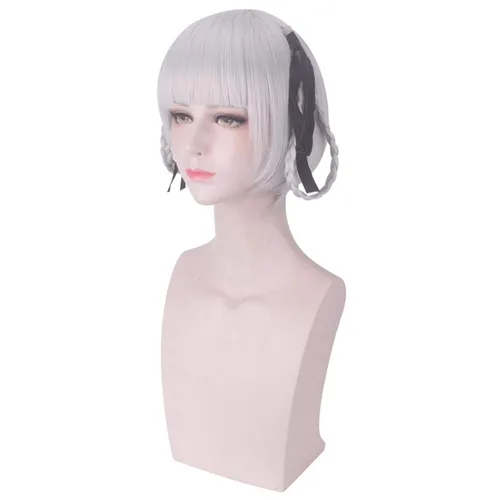 Vista 3 de Uearlid 40cm Anime KAKEGURUI Cosplay Kirari Momobami Braids Women Wig Role Playing Wigs Halloween Cosplay Silver Hair Coser Wig