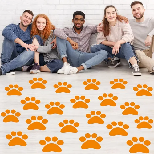 Vista 7 de ReliThick 30 Piezas Calcomanías de Suelo con Huellas de Patas 7.5" Huellas de Patas Grandes Adhesivo de Pared Autoadhesivo Calcomanía de Suelo