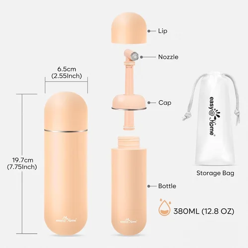 Vista 9 de Easy@Home Bidé de viaje portátil: botella Peri para cuidado posparto, kit de rociador de mano con botella de capacidad de 12.8 fl oz (12.8 onzas)
