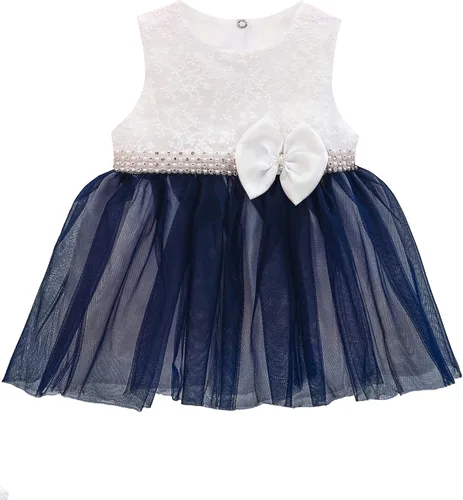 Vista 2 de Lilax Vestido de tul de encaje para niña, traje de fiesta de 3 piezas marino