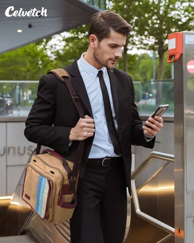 Vista 7 de Celvetch Bolso de mensajero para hombre Bolso de hombro de lona para hombre, bolso cruzado para el trabajo