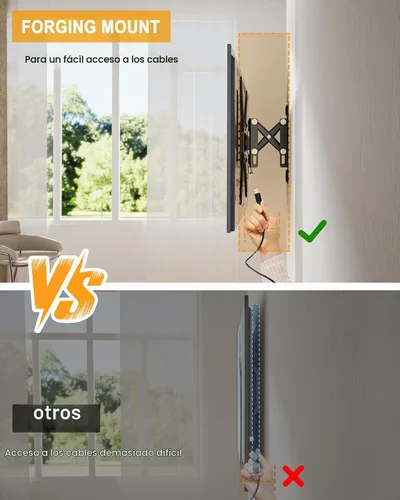 Vista 4 de [Usado] FORGING MOUNT Soporte de pared giratorio para televisores de 13 a 49 pulgadas, soporte de pared extensible vertical y horizontal, soporte