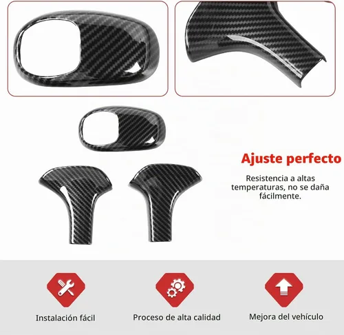 Vista 4 de Jimen Compatible con Jeep Grand Cherokee 2014-2015, 3 piezas de cubierta de pomo de cambio (fibra de carbono)