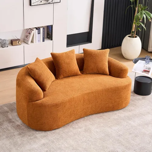 Vista 13 de Sofá modular curvado de 110 pulgadas para sala de estar, moderno sofá modular de felpa de felpa de gran tamaño con asiento profundo comprimido sin