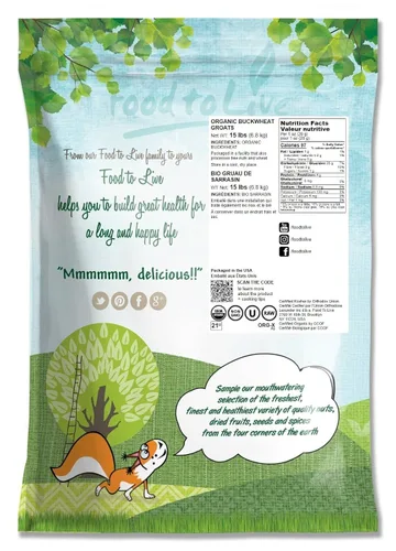 Vista 2 de Food to Live Granos de trigo sarraceno orgánico, 15 libras, semillas de trigo sarraceno de grano entero. Sin OMG, Kosher, crudo, vegano, alimento