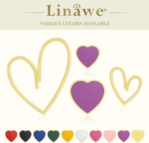 Vista 6 de Linawe 4 Pcs Heart Stud Mismatched Earrings Set for Women Girls, Hypoallergenic Stainless Steel GoldSilverRose Gold Cartilage Tragus Piercing
