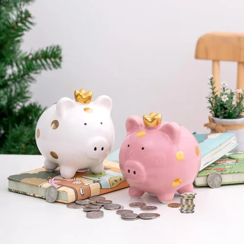 Vista 6 de Alcancía para niñas, pequeño banco de ahorro de dinero de cerámica para niños pequeños, caja de monedas decorativa de porcelana, pequeño contenedor