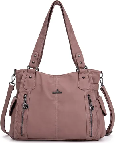 Vista 24 de Angel Kiss Bolsos para mujer con tiras en la parte superior, bolso estilo Hobo, bolsas de hombro espaciosas y casuales, cartera estilo Tote de PU