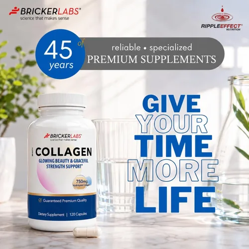 Vista 9 de Bricker Labs Colágeno para hombres y mujeres - Suplemento de colágeno hidrolizado tipo I, III, 750 mg, 1 cápsula de colágeno diaria - 120 porciones