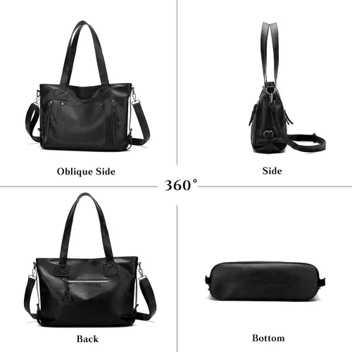 Vista 7 de Bolso de mano de moda Bolso de hombro de cuero PU Bolso cruzado Bolso impermeable con asa superior Bolso de mensajero para mujer Bolso de mano