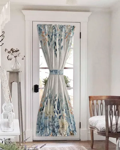 Vista 10 de Cortinas de puerta francesa de Navidad para ventana de puerta, panel de cortina con bolsillo para barra con alzapaños para luz lateral delantera