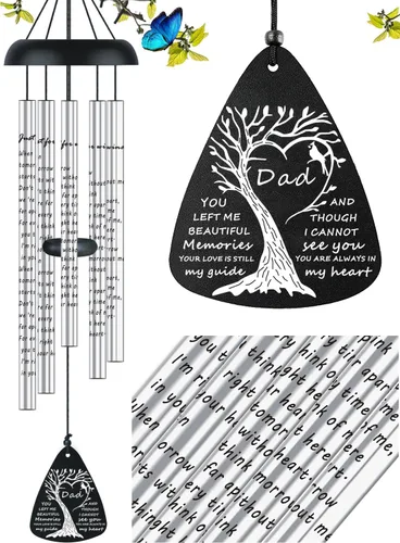 Vista 10 de Regalos de duelo conmemorativos de simpatía para la pérdida de papá, padre, Campanas de viento conmemorativas de simpatía para la pérdida de padre