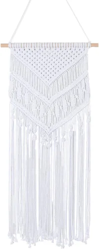 Vista 6 de RLoncomix Tapiz tejido de macramé para colgar en la pared, bohemio, elegante, geométrico, decoración del hogar, frontón de pared, negro, 16 x 30