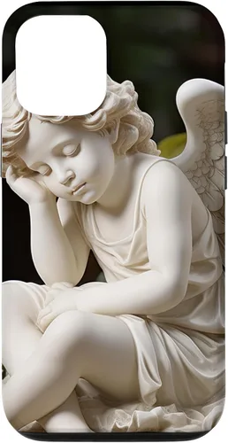 Vista 25 de Funda para iPhone 12 Pro Max con diseño de ángel durmiente para jardín, estatua de querubín