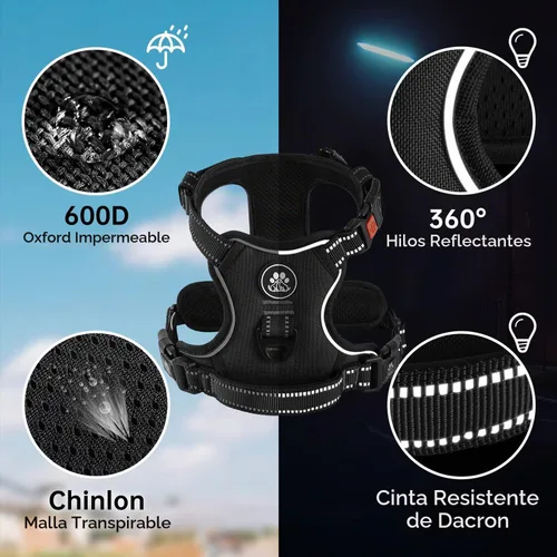Vista 6 de NESTROAD Arnés para Perro Sin Tirones, Arnés de Chaleco para Perro Oxford Ajustable con Correa, Arnés Reflectante Sin Ahogo para Mascotas con Mango