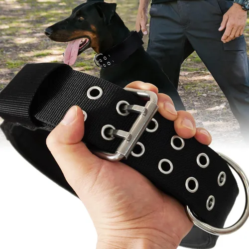 Vista 9 de Collar de perro grande resistente – 2 pulgadas de ancho con asa para perros de razas extra grandes, collar táctico de nailon a prueba de mordidas