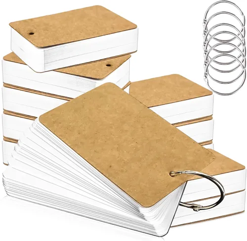 Vista 11 de 300 tarjetas flash de 2 x 3 pulgadas con anillo, tarjetas portátiles en blanco, mini tarjetas flash en blanco, bloc de notas coloridas de 2 x 3