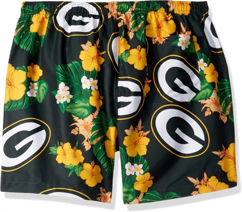Vista 2 de FOCO Men's NFL Team Logo Floral Hawaiian Swim Suit Trunks
