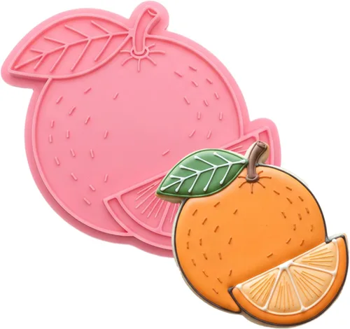 Vista 21 de Apple Cookie Cutters with Embosser Stamp 3D Printed PLA Citrus Fruit Shape 3 Inch Summer Citrus Party Birthday Baking Supplies