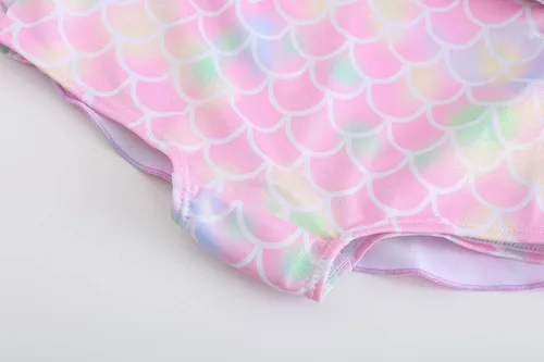 Vista 5 de Traje de baño para niñas de una pieza con diseño de unicornio y sirena, bañador de arcoíris