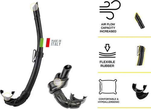 Vista 3 de Cressi Máscara y esnórquel diseñados desde apnea y buceo - Sistema antivaho y máscara de bajo volumen - Snorkel flexible y plegable - Calibro