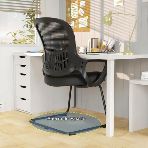 Vista 6 de DUMOS Silla de escritorio de oficina con base de trineo, sillas ergonómicas de malla ejecutiva para computadora con soporte lumbar para el hogar