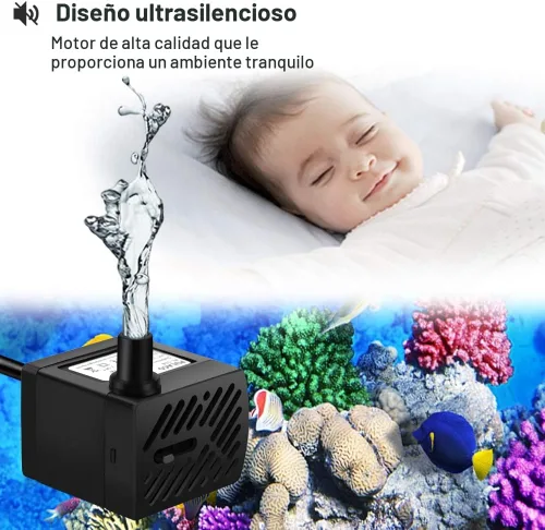 Vista 2 de 50GPH 3W Mini bomba de agua sumergible para acuarios, peceras, estanque, fuente, hidroponía
