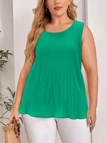 Vista 2 de Camiseta sin mangas de gasa para mujer, talla grande, sin mangas, de doble capa
