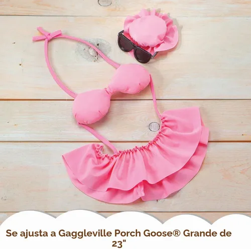 Vista 3 de Fox Valley Traders Gaggleville Bikini - Traje de ganso, se adapta a una estatua grande de 23 pulgadas de alto Rosa