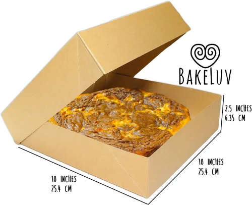 Vista 2 de BAKELUV Cajas para tartas de 10 x 10 x 2.5 pulgadas Marrón/12 piezas/autoemergentes