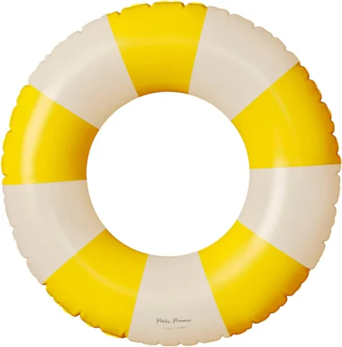 Vista 26 de Petites Pommes Flotador de piscina a rayas para niños y niños pequeños, tubo interior duradero, diseño de rayas clásico impreso a mano, dona