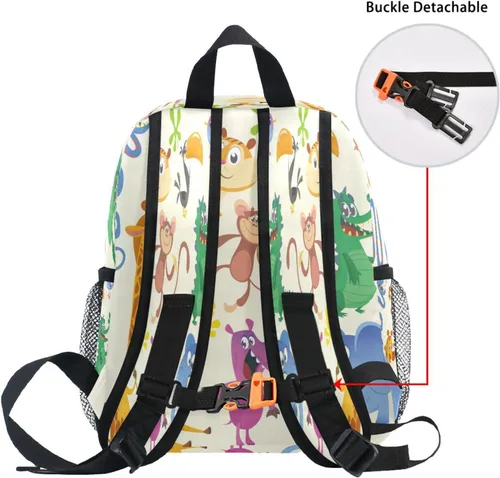 Vista 6 de Mochila infantil para niños y niñas de 3 a 6 años, diseño de cocodrilo, cocodrilo, jirafa, mono, elefante, serpiente, mochila infantil para niños