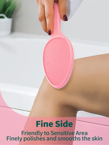 Vista 5 de Lima de pie de vidrio de 2 caras Removedor de callos sin soporte de drenaje (rosa) Diseño ergonómico de 2 caras Seguro, eficaz pero suave