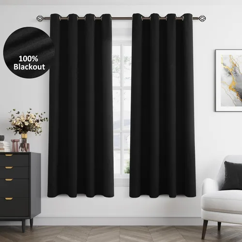 Vista 43 de Beige White Linen Blackout Curtains 90 Length 2 Panels Set for Living Room Bedroom, 100% Black Out Thermal Insulated Linen Drapes, Room Darkening