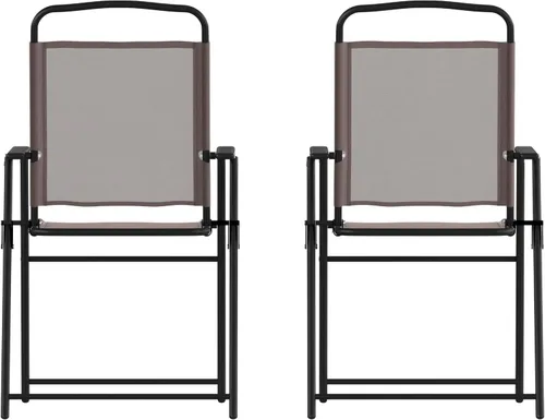 Vista 15 de Flash Furniture Mystic - Sillas plegables para patio, sillas de césped de textileno para exteriores con reposabrazos, juego de 2, color negro