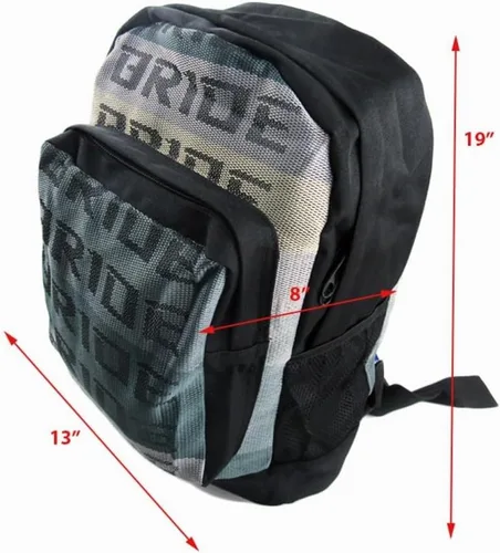 Vista 6 de W-POWER JDM Bride Racing Mochila de viaje para laptop, parte inferior marrón con correas de arnés ajustables (XL-negro)