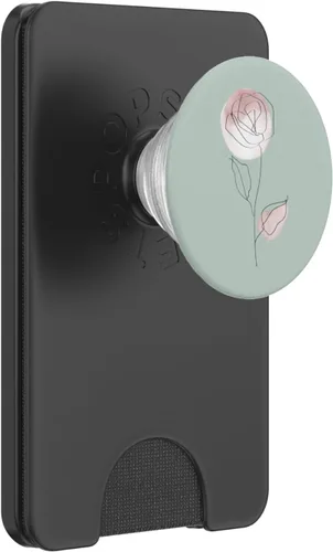 Vista 7 de Minimalistic Line Art Sage Green Pastel Boho Roses Flower PopSockets Swappable PopGrip