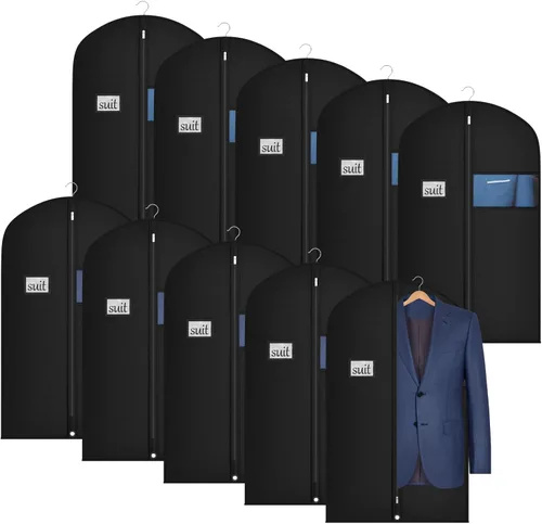 Vista 7 de Univivi Bolsas de ropa para almacenamiento, bolsas de ropa colgantes de 40 pulgadas con ventana transparente y tarjetero de identificación
