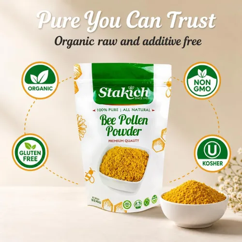 Vista 4 de Stakich Bee Pollen Powder - Natural Energy Support Supplement - 1 lb