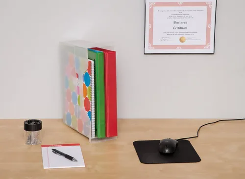 Vista 3 de IRIS USA Paquete de 6 cajas de archivos de escritorio pequeñas con tapa Transparente