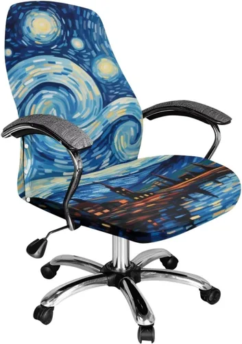 Vista 53 de Green Leaf - Fundas para sillas de oficina en casa, fundas elásticas para sillas de escritorio de computadora, respaldo alto, universales, fundas