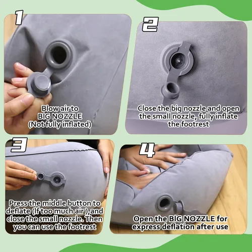Vista 6 de Reposapiés inflable para viajes en avión y oficina, almohada portátil para reposapiernas, pies elevados para vuelos económicos, escritorio en casa
