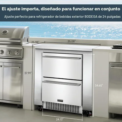 Vista 5 de BODEGA Gabinete de Cocina Exterior de Acero Inoxidable de 24 Pulgadas para Refrigerador de Bebidas, Módulo de Gabinetes de Electrodomésticos
