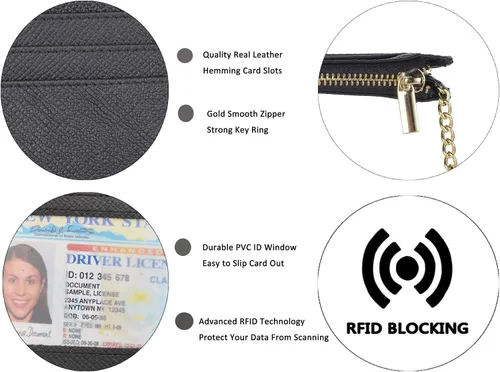 Vista 3 de Monedero delgado con bloqueo RFID, con bolsillo frontal para monedas, tarjetero, para mujer